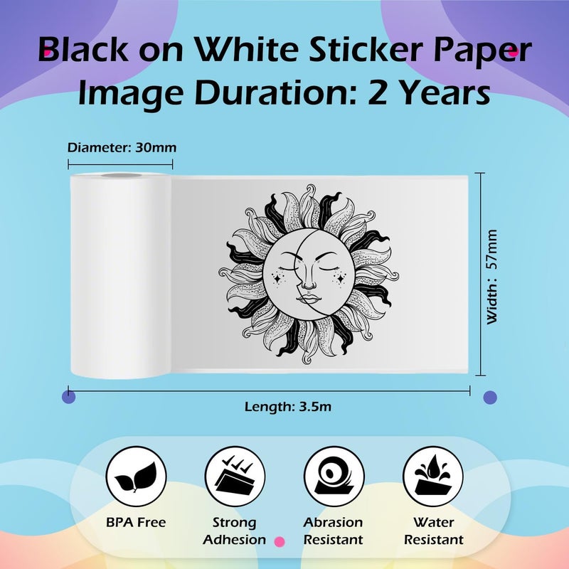 fannster White self-adhesive thermal paper (50mm x 3.5m, 5 rolls) Compatible for Phomemo M02/T02/P2S/M03/M04S & Vretti TP2/TP6 printers. Glossy printable sticker paper, suitable for notes, lists, and stickers - Image 3